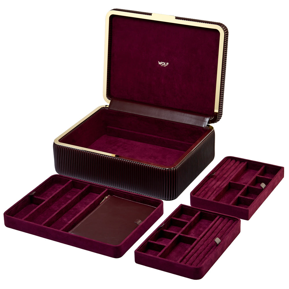 WOLF 1834 Bella Large Jewelry Box – Bordeaux, 3 Removable Trays with LusterLoc™ Lining - Image 7