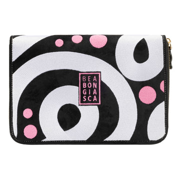WOLF 1834 Bea Bongiasca Jewelry Portfolio – White/Black/Pink Velvet - Image 1