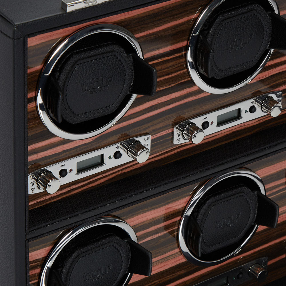 WOLF 1834 Roadster 8-Piece Watch Winder – Black Ebony Macassar - Image 3