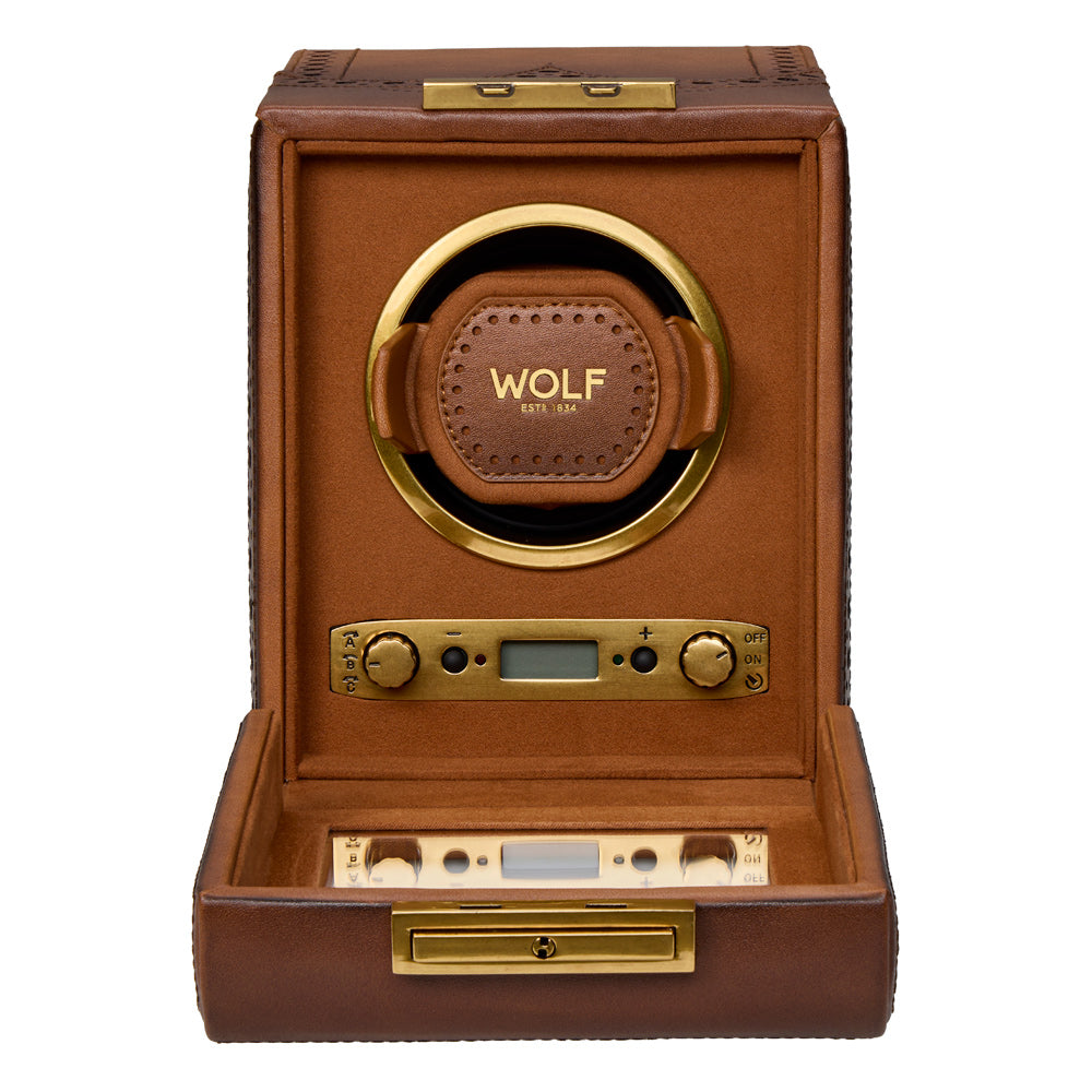 WOLF 1834 Brogue Single Watch Winder – Burnished Brown - Image 3