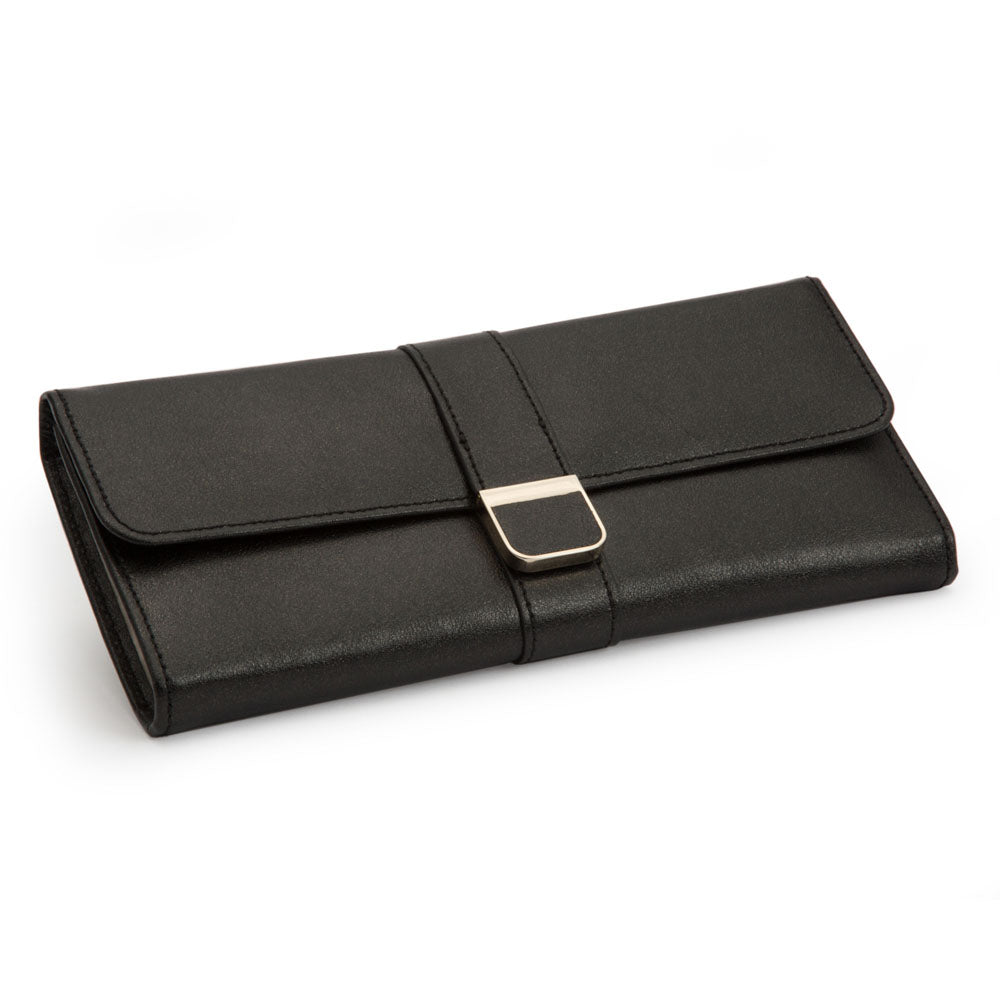 WOLF 1834 Palermo Jewelry Roll – Black Anthracite Leather Travel Case - Image 2