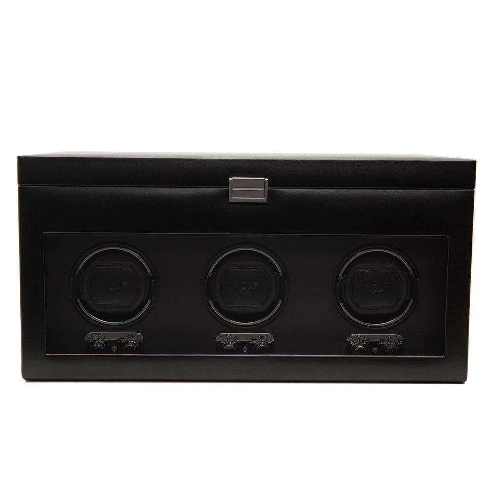 WOLF 1834 Heritage Triple Watch Winder with Storage – Black - Image 1