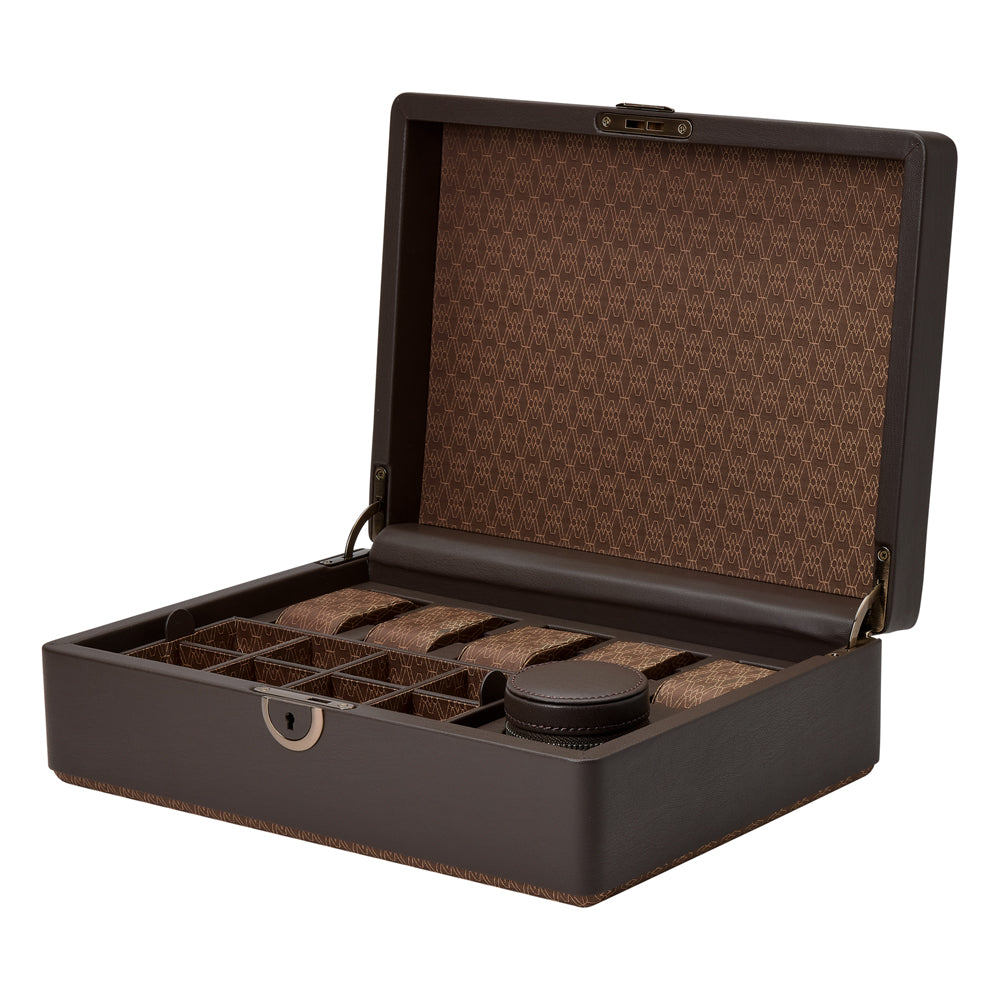 WOLF 1834 Earth 5 Piece Watch Box with Storage – Coffee Apple Leather - Image 3