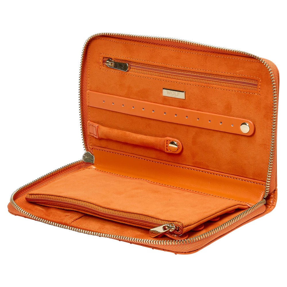 WOLF 1834 Maria Jewelry Portfolio – Tangerine Leather Travel Case - Image 3