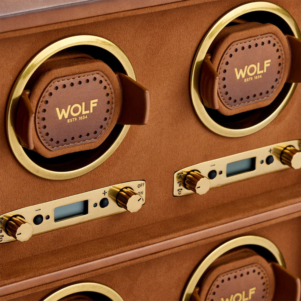 WOLF 1834 Brogue 4-Piece Watch Winder - Burnished Brown - Image 4
