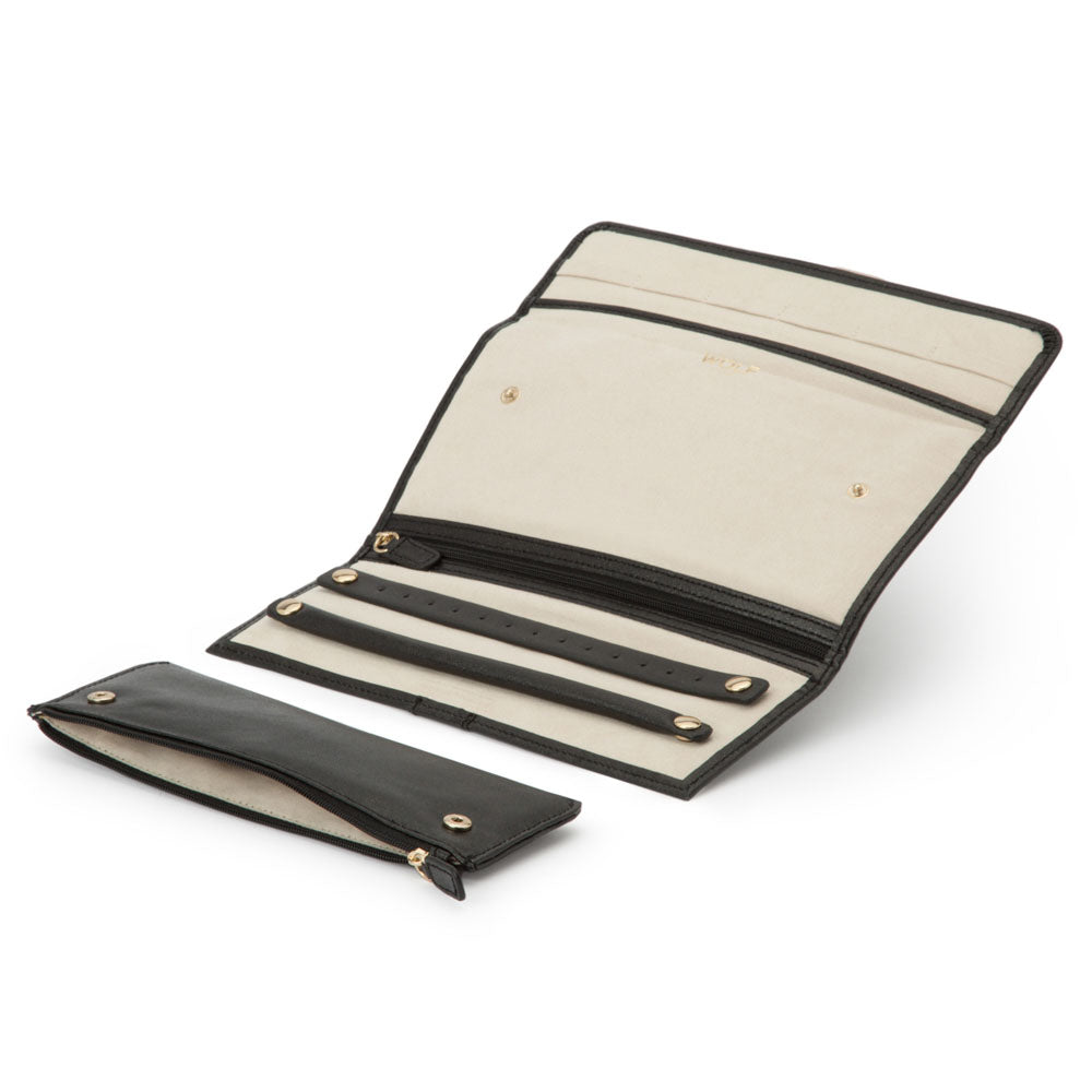 WOLF 1834 Palermo Jewelry Roll – Black Anthracite Leather Travel Case - Image 4
