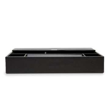 WOLF 1834 Heritage Valet Tray – Black Faux Leather with Ultra Suede Lining, 5 Compartments & 3 Ring Rolls - Image 1