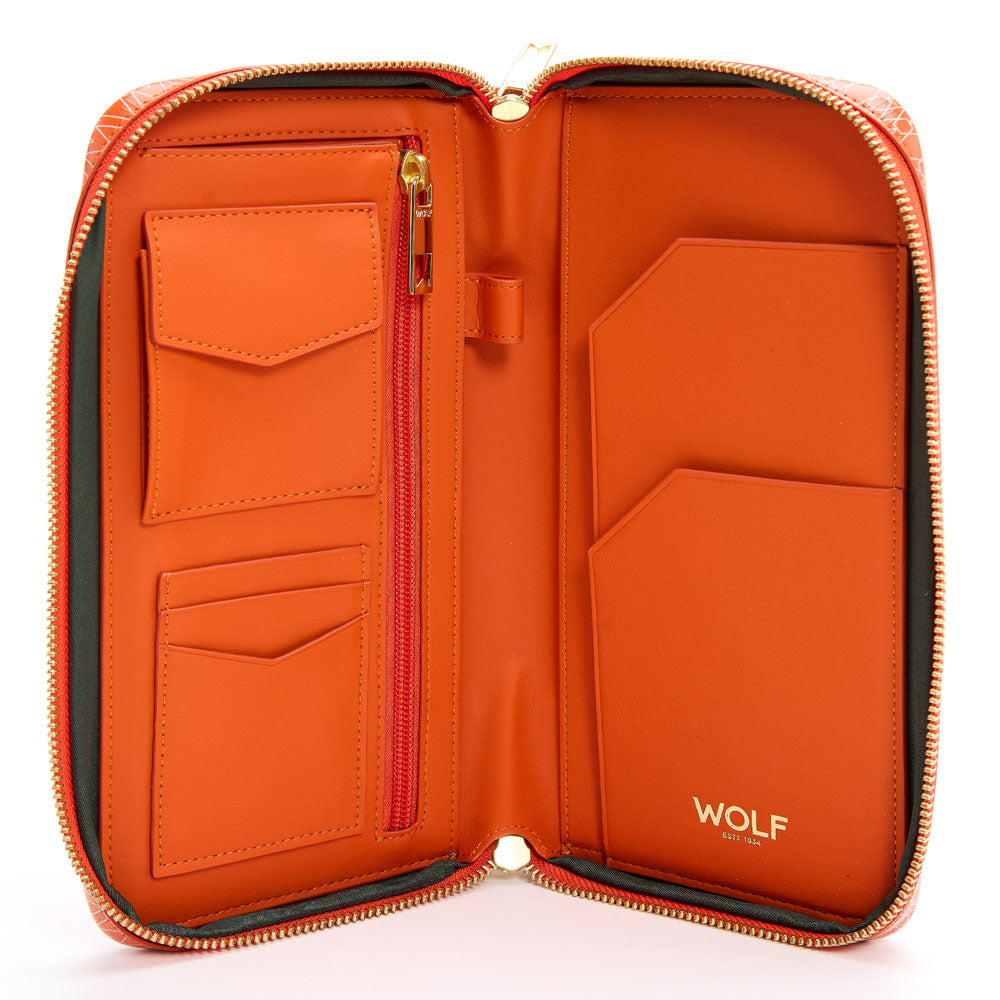 WOLF 1834 Signature Travel Case – Orange (Vegan, RFID Blocking, Watch Storage) - Image 4