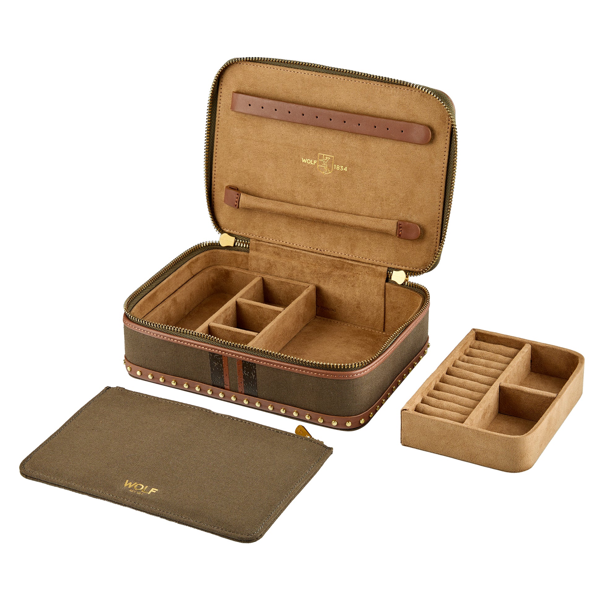 WOLF 1834 Ida Travel Zip Jewelry Case - Khaki - Image 4