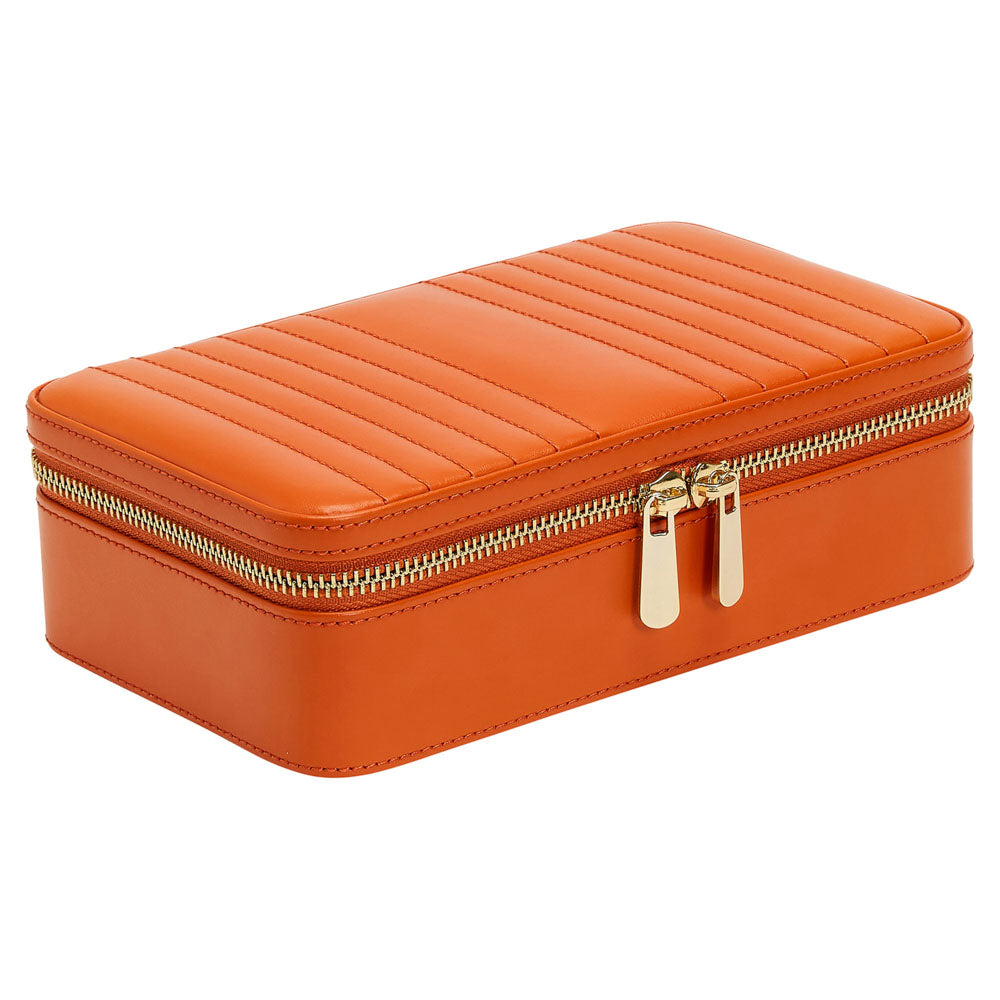 WOLF 1834 Maria Medium Zip Case – Tangerine Leather Jewelry Travel Case - Image 2