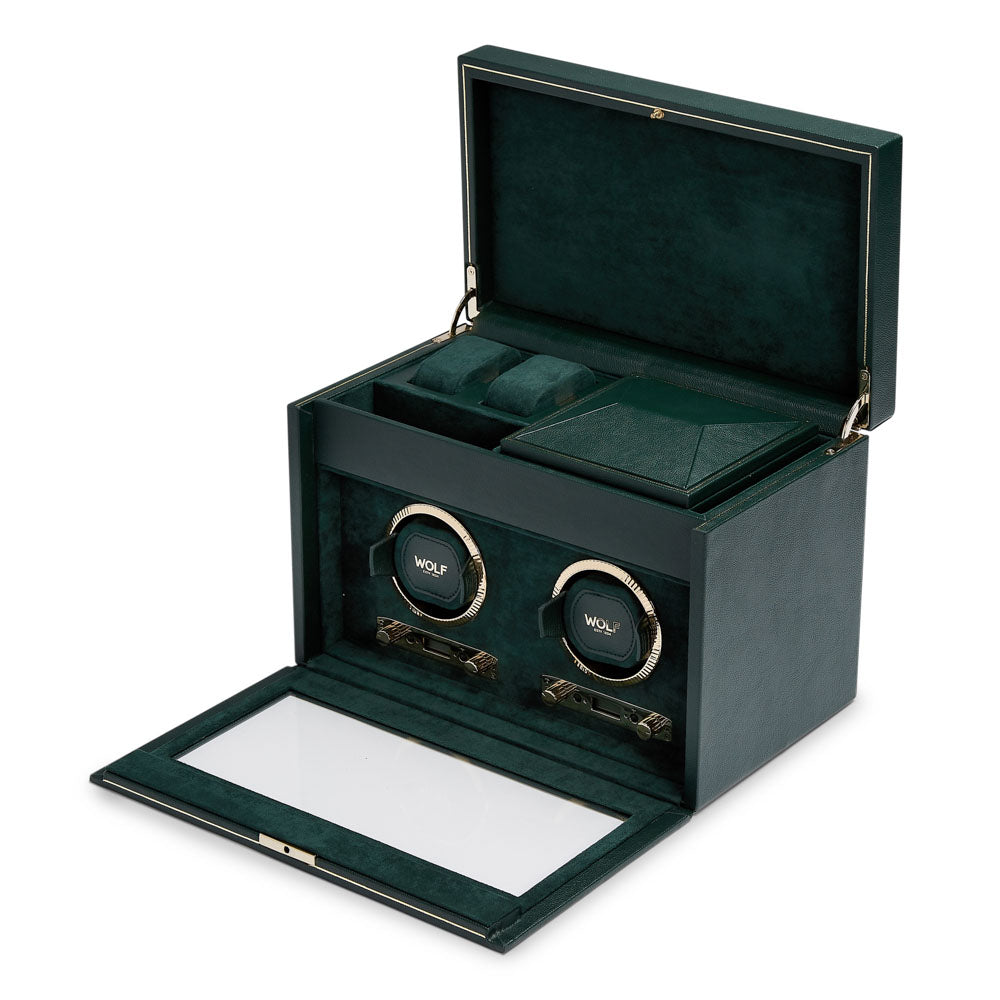 WOLF 1834 British Racing Double Watch Winder with Storage - Green - Image 3