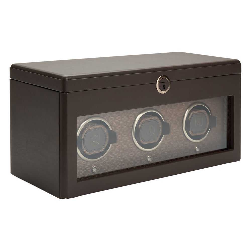 WOLF 1834 Earth Triple Watch Winder – Coffee (3‑Watch Winding, 5‑Watch Storage) - Image 2