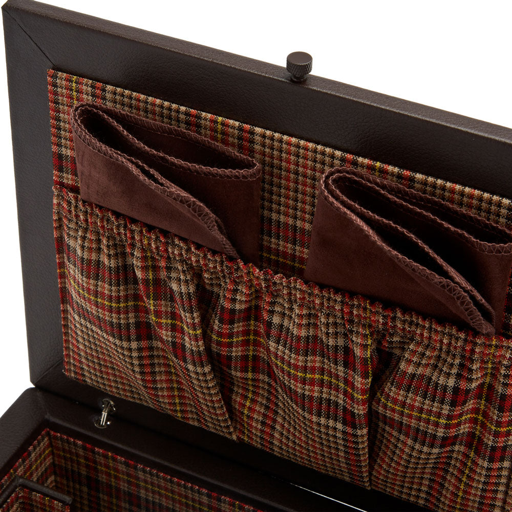 WOLF 1834 WM Brown Shoe Shine Case – Brown Leather with Negroni Tweed Lining - Image 7