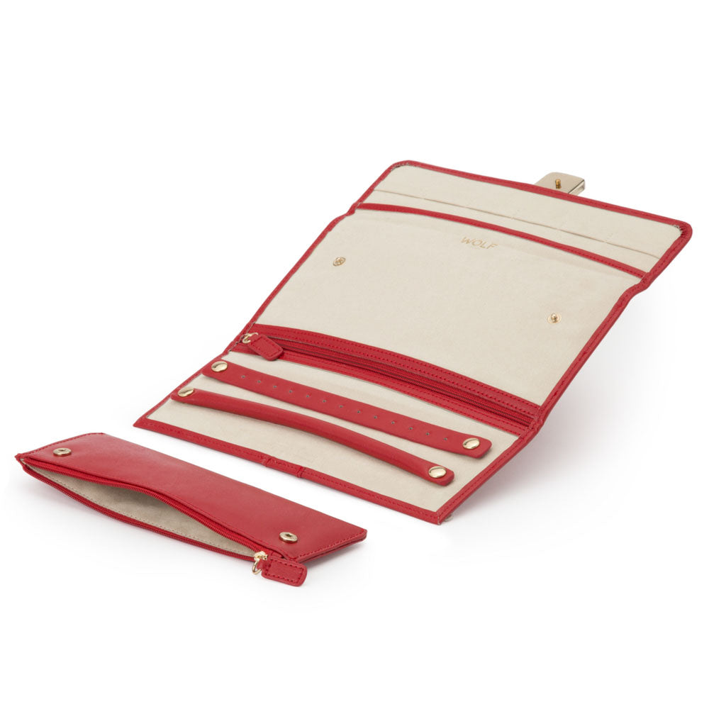 WOLF 1834 Palermo Jewelry Roll – Red Leather Travel Case with LusterLoc™ Anti-Tarnish Lining - Image 4