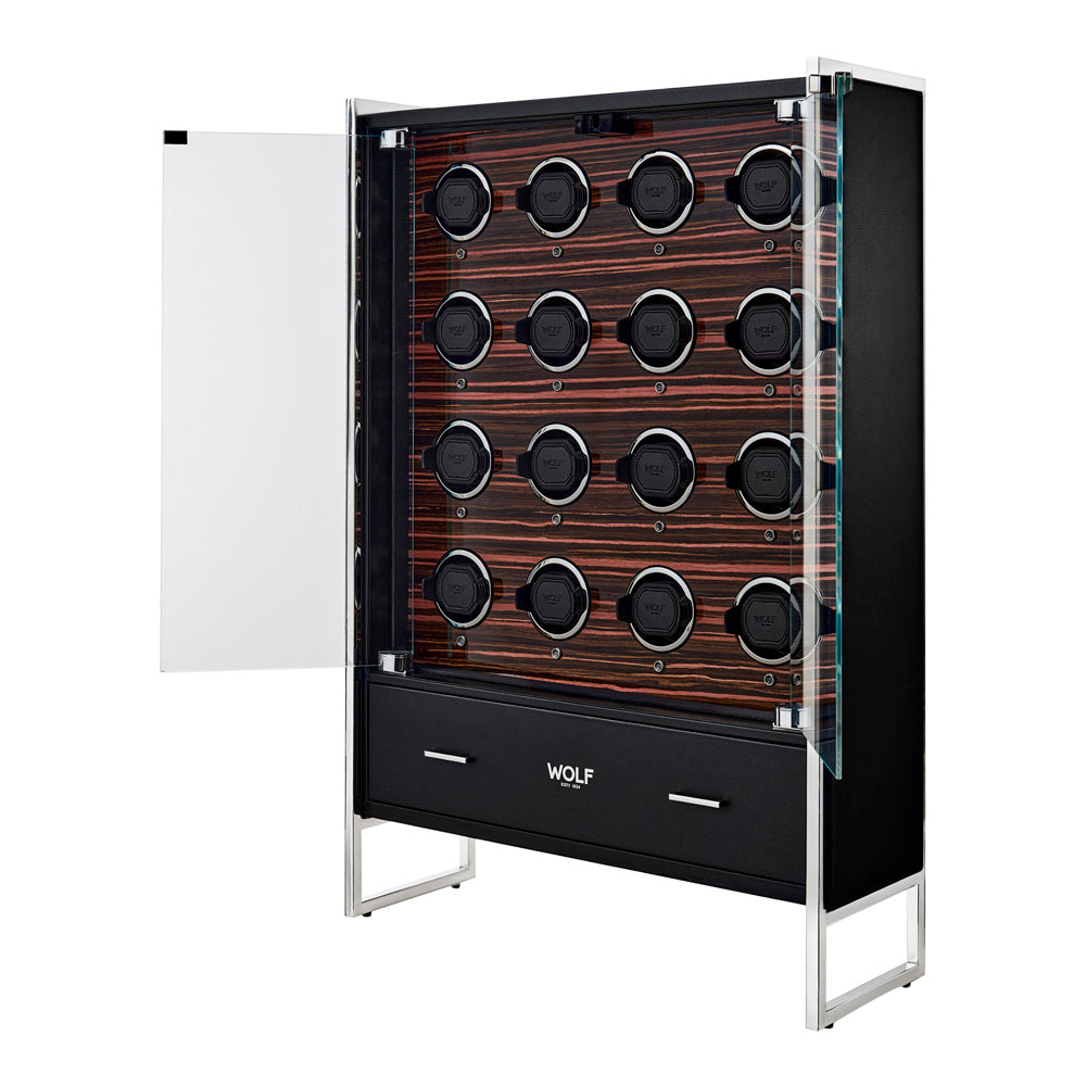 WOLF 1834 Roadster 16-Piece Watch Winder Cabinet – Black - Image 3