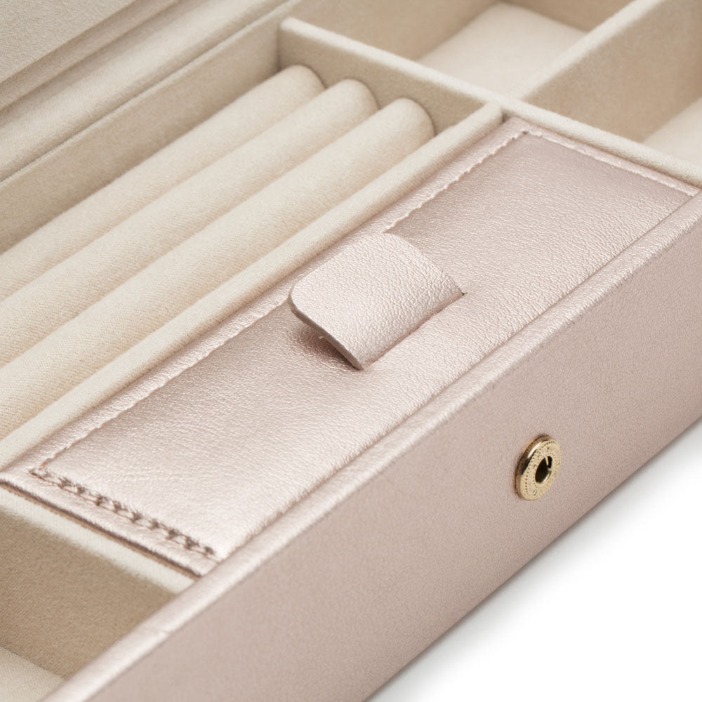 WOLF 1834 Palermo Safe Deposit Box - Rose Gold Leather Jewelry Travel Case - Image 4