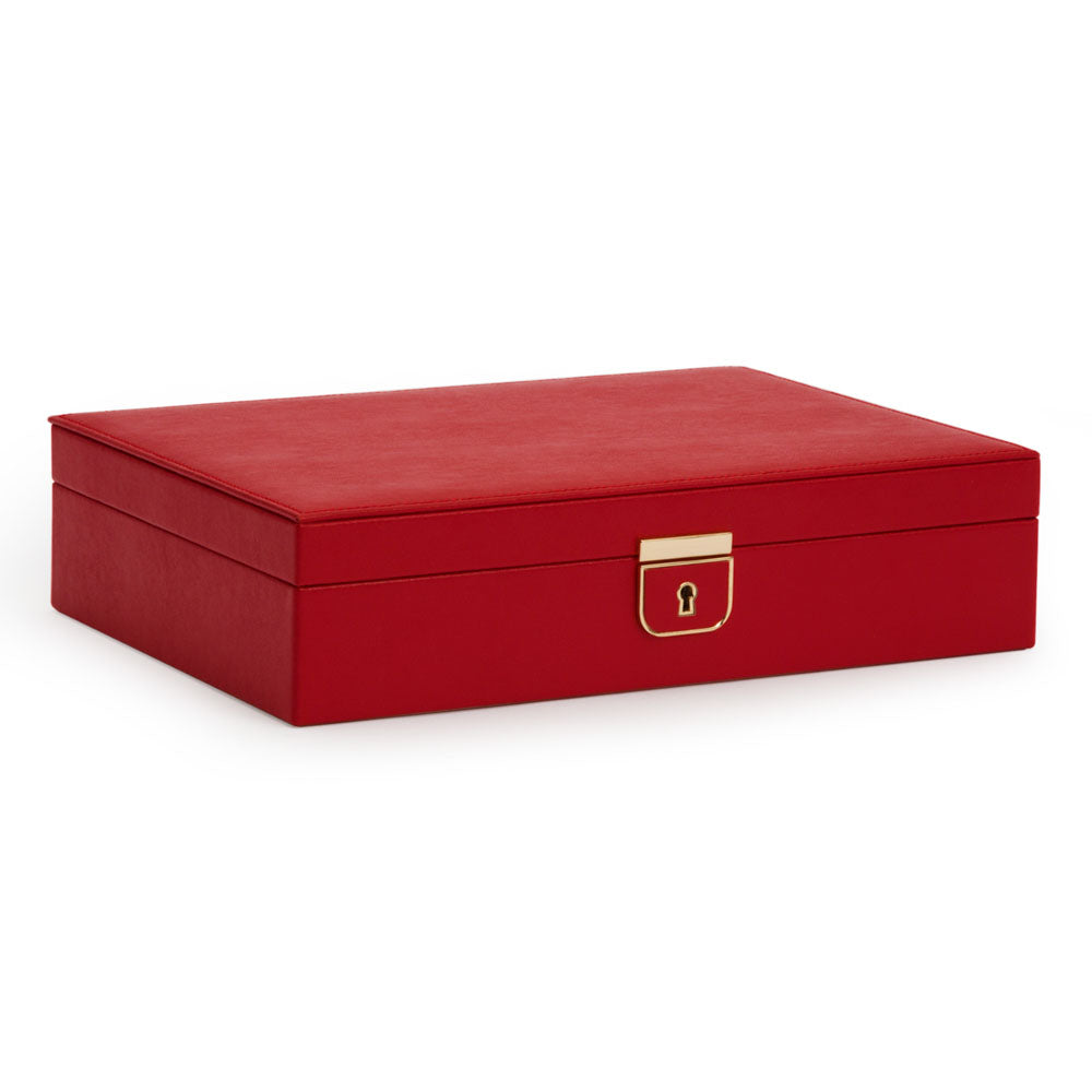 WOLF 1834 Palermo Medium Jewelry Box - Red - 4 Ring Rolls, 6 Compartments, LusterLoc™ Anti-Tarnish Lining - Image 2