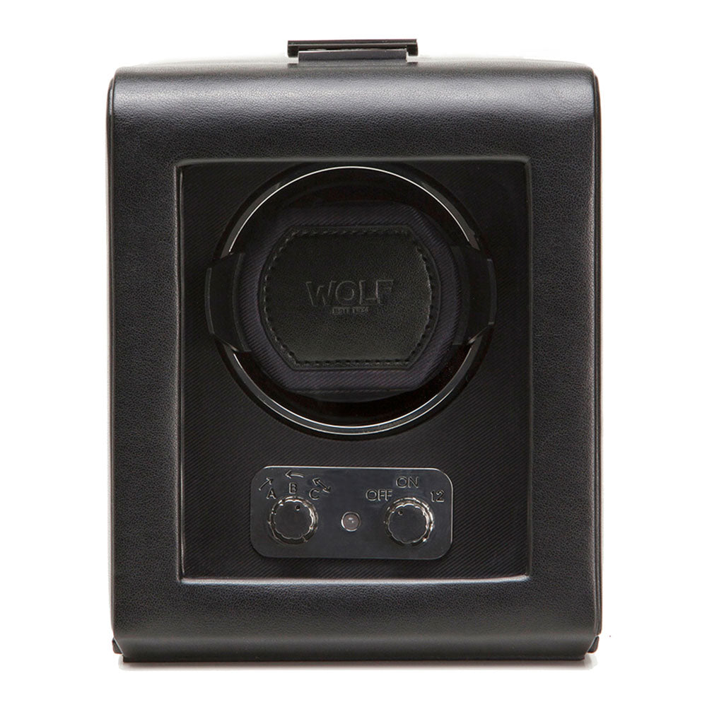 WOLF 1834 Heritage Single Watch Winder – Black Vegan Leather - Image 1