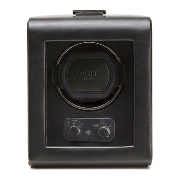 WOLF 1834 Heritage Single Watch Winder – Black Vegan Leather - Image 1
