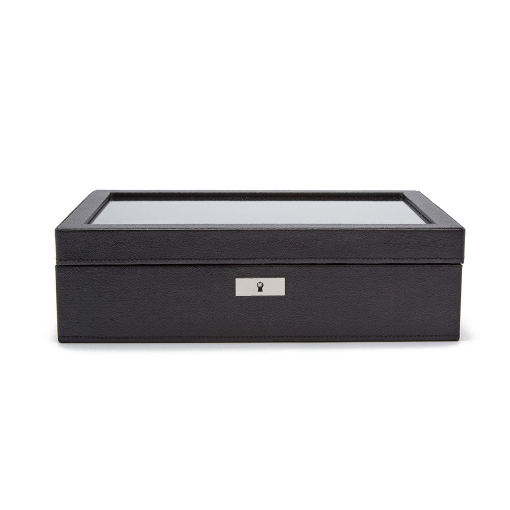 WOLF 1834 Roadster 10-Piece Watch Box - Black Vegan Leather with Ebony Macassar - Image 1