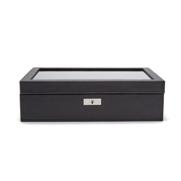 WOLF 1834 Roadster 10-Piece Watch Box - Black Vegan Leather with Ebony Macassar - Image 1