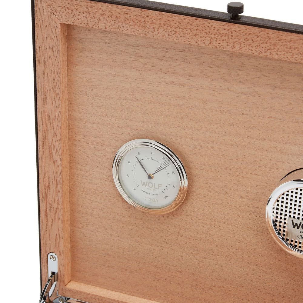 WOLF 1834 WM Brown Humidor – Brown Pebble Vegan Leather with Cedar Interior - Image 4