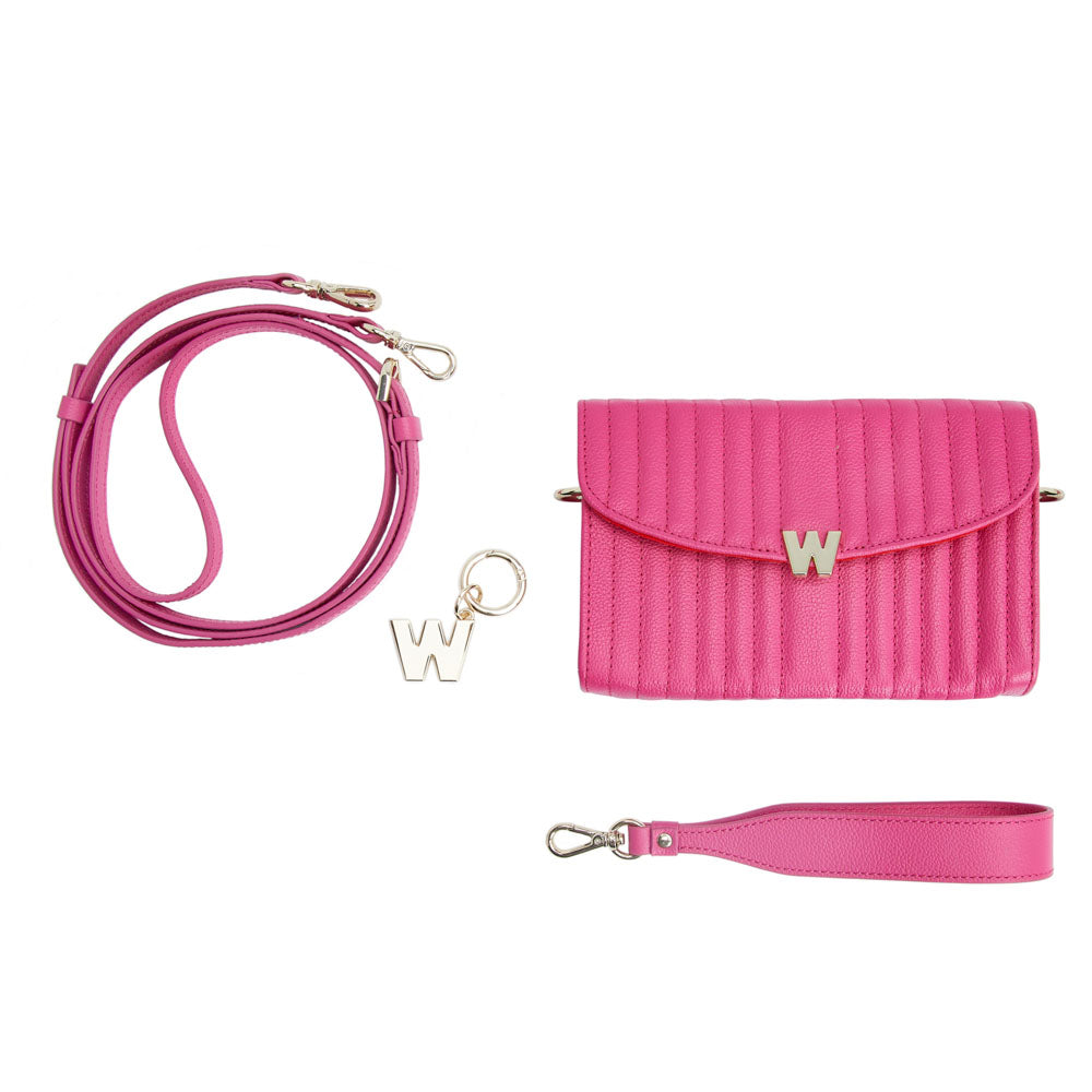 WOLF 1834 Mimi Crossbody Bag with Wristlet - Pink Vegan Leather - Image 6