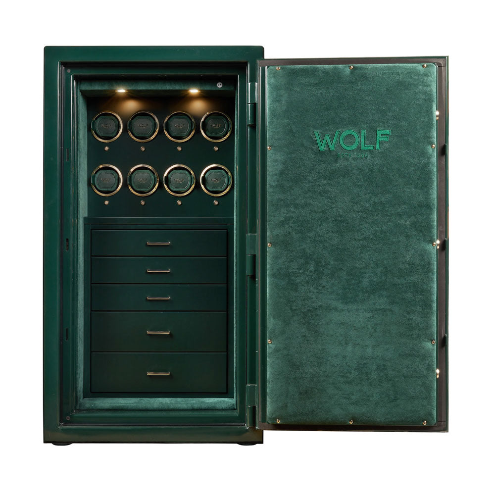 WOLF 1834 Atlas 8 Piece Watch Winder Safe – Green/Gold - Image 2