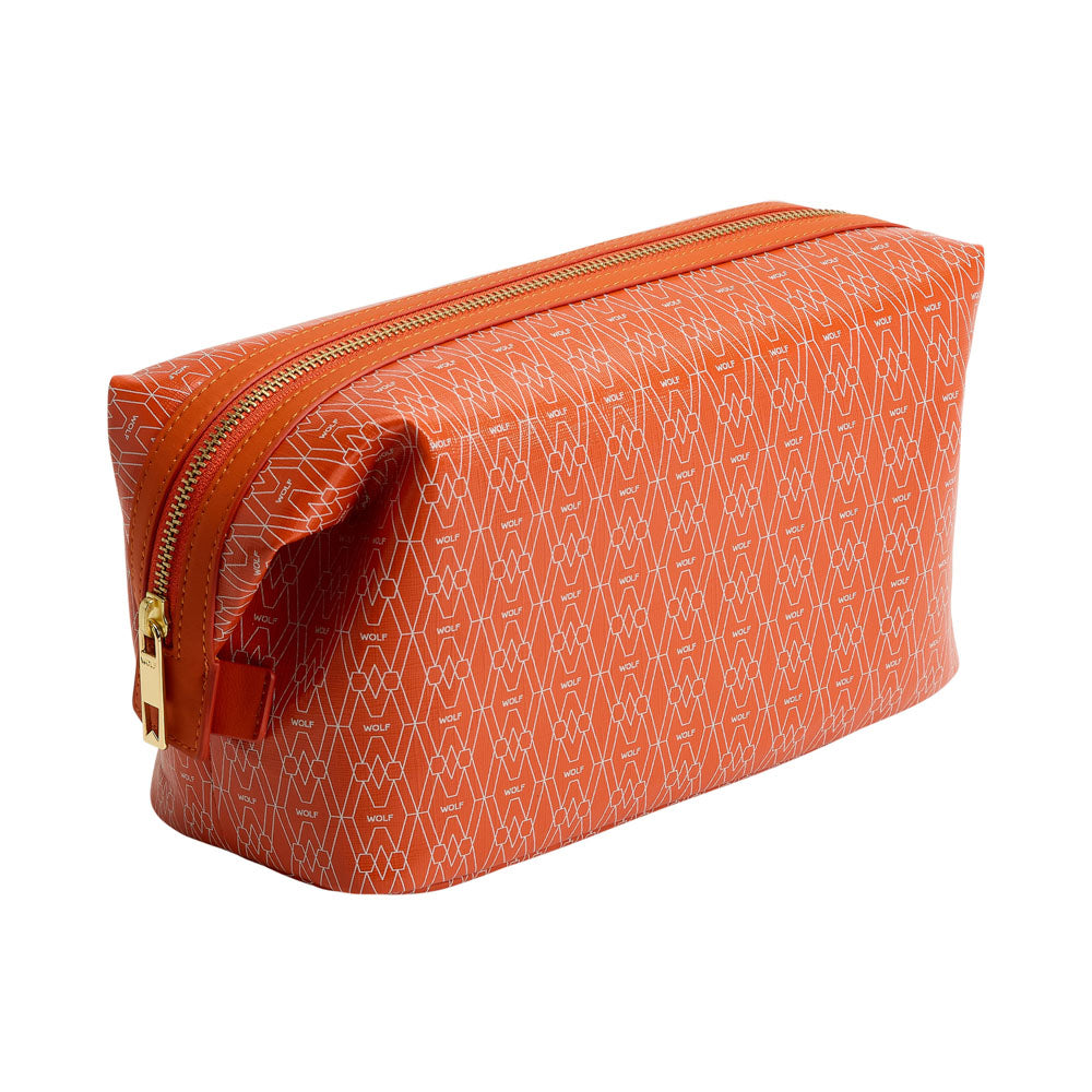 WOLF 1834 Signature Washbag – Orange, Recycled Vegan Travel Toiletry Bag - Image 2