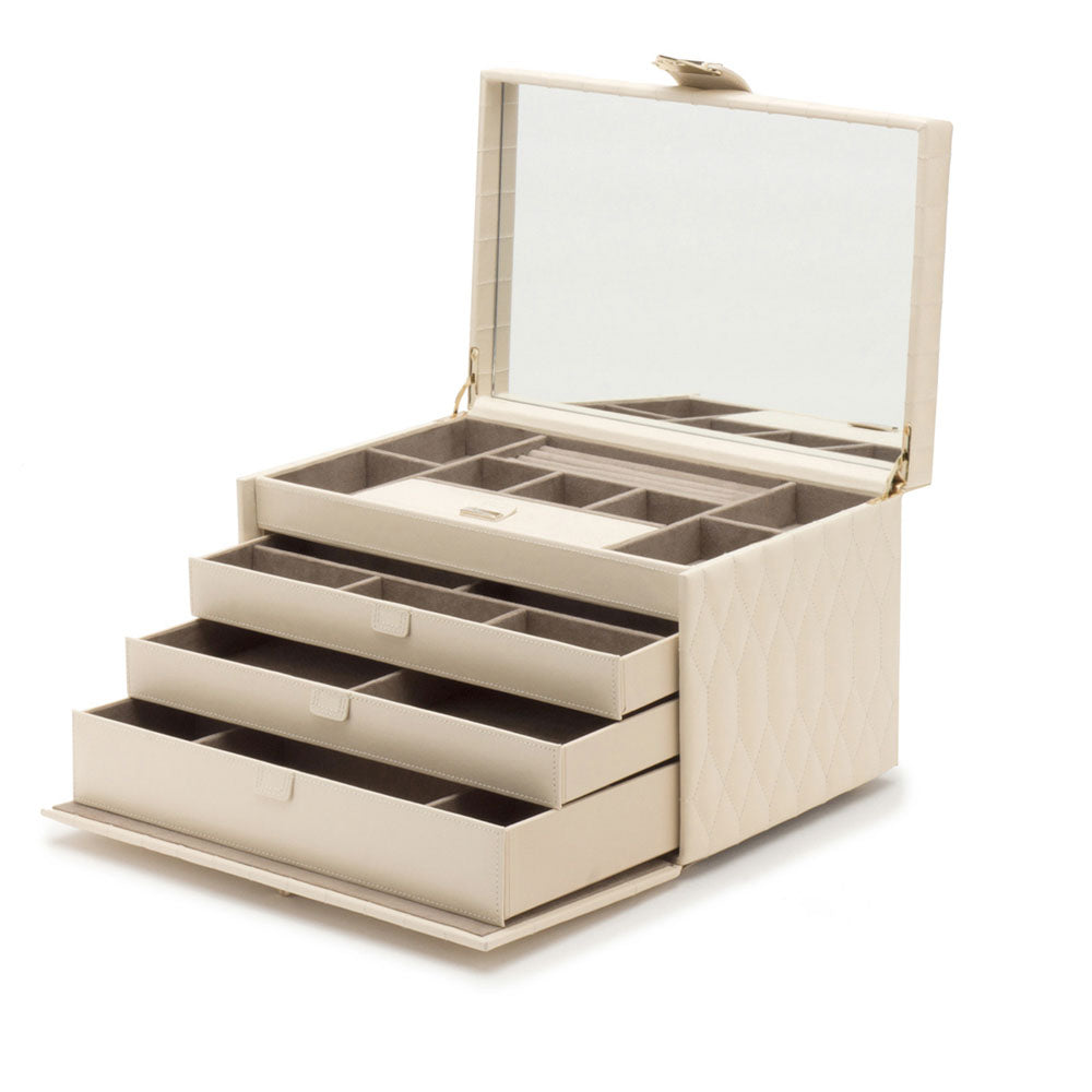 WOLF 1834 Caroline Large Jewelry Case - Ivory (19 Compartments + Travel Case) - Image 3