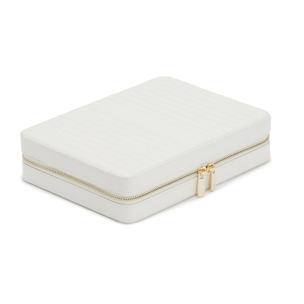 WOLF 1834 Maria Large Zip Case – White Leather Jewelry Travel Case - Image 2