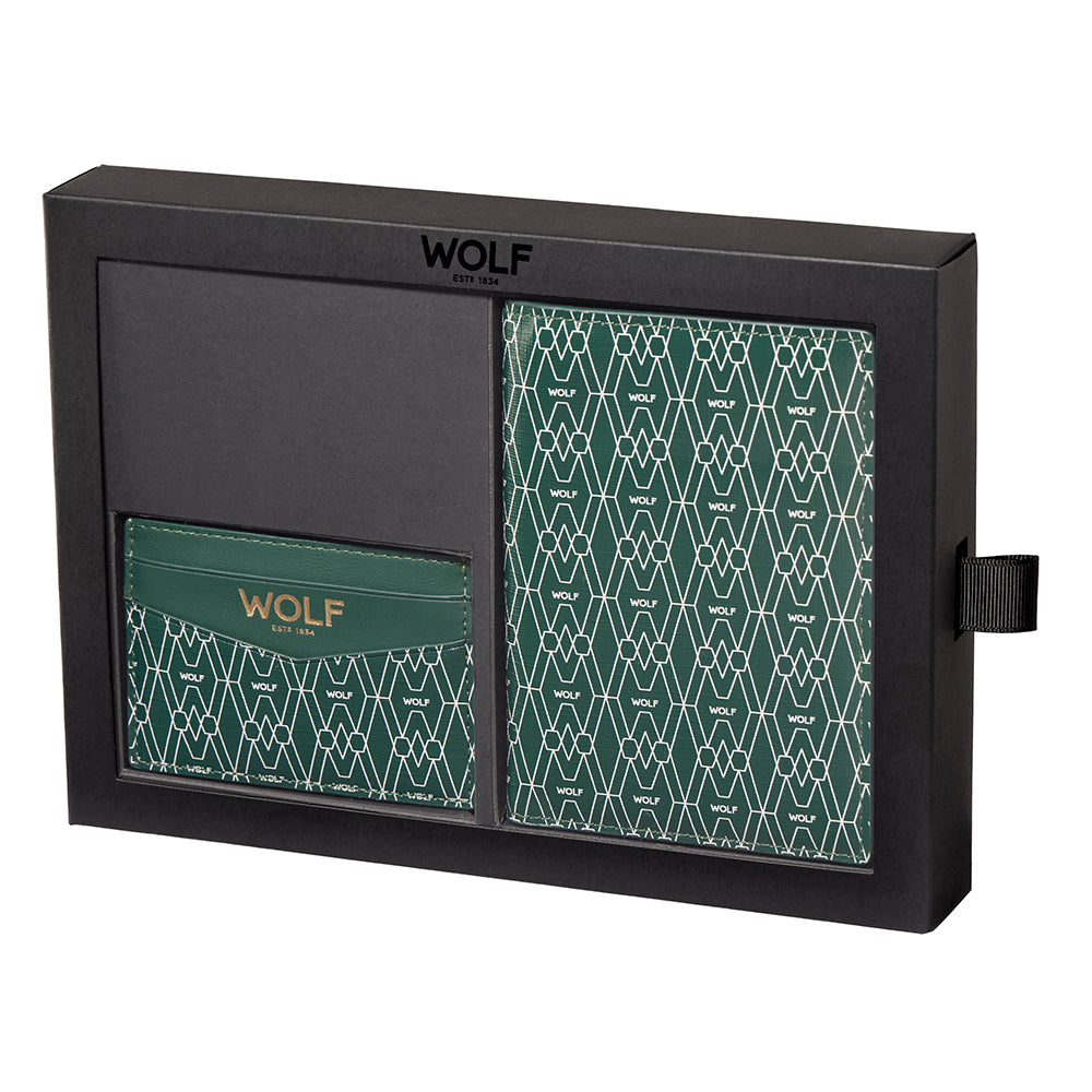 WOLF 1834 Signature Passport & Card Case Gift Set – Green - Image 1