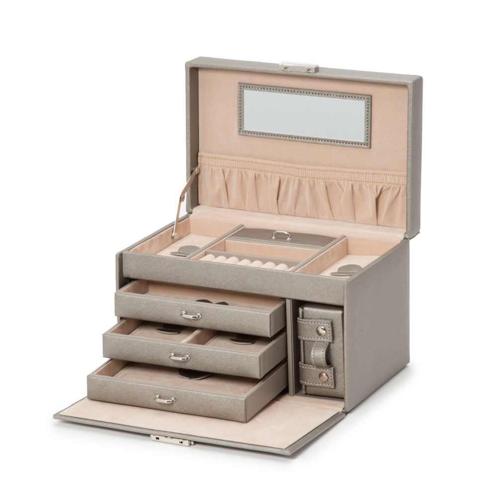 WOLF 1834 Heritage Small Jewelry Box - Pewter Saffiano - Image 3