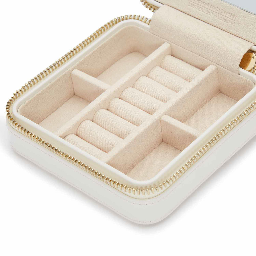 WOLF 1834 Maria Small Zip Case – White Leather Jewelry Travel Case - Image 5