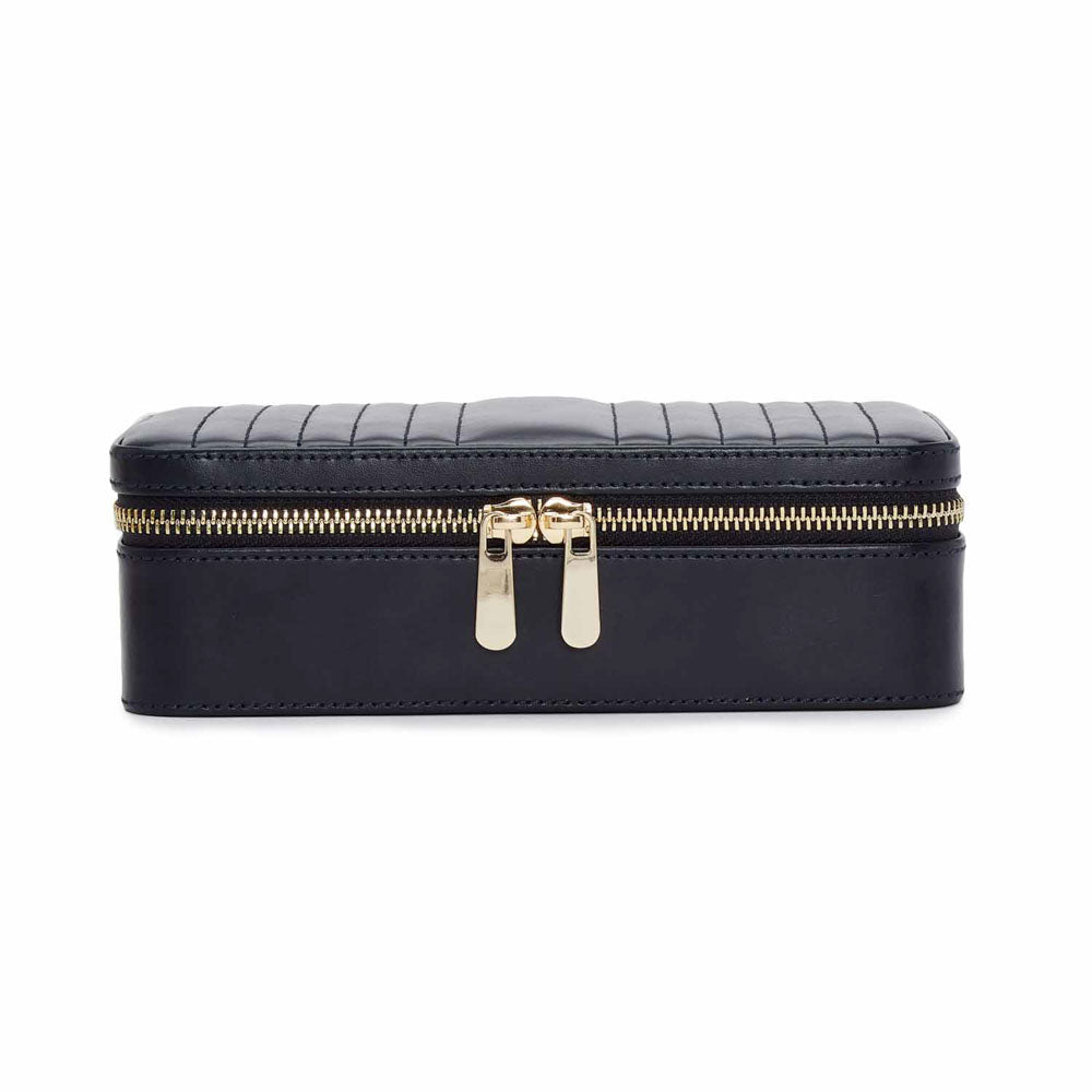 WOLF 1834 Maria Medium Zip Case – Navy Leather Jewelry Travel Case - Image 1