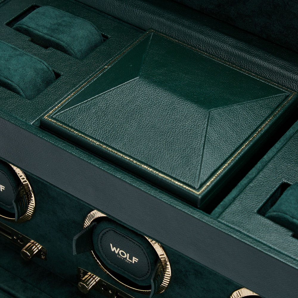 WOLF 1834 British Racing Triple Watch Winder with Storage – Green Vegan Leather - Image 7