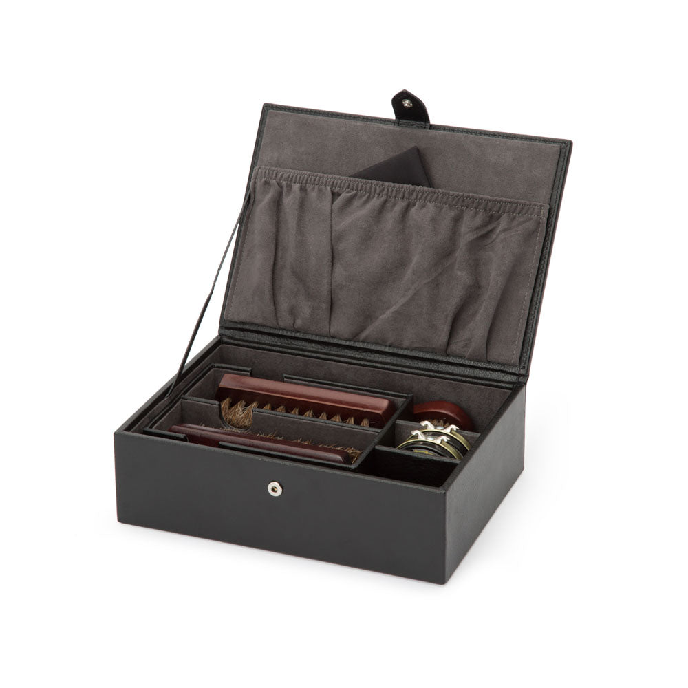 WOLF 1834 Blake Shoe Shine Kit – Black/Grey Leather Travel Case - Image 3