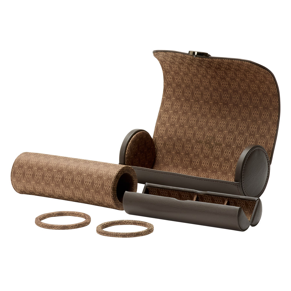 WOLF 1834 Earth Triple Watch Roll – Coffee Apple Leather, 3‑Watch Capacity - Image 5