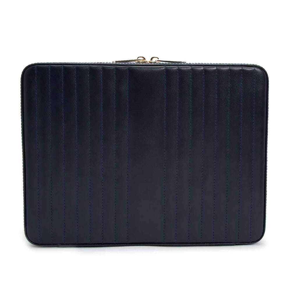 WOLF 1834 Maria Large Zip Case – Navy Leather Jewelry Travel Organizer - Image 3