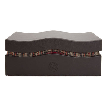 WOLF 1834 WM Brown Accessory Box – Brown Leather with Negroni Tweed Lining - Image 1
