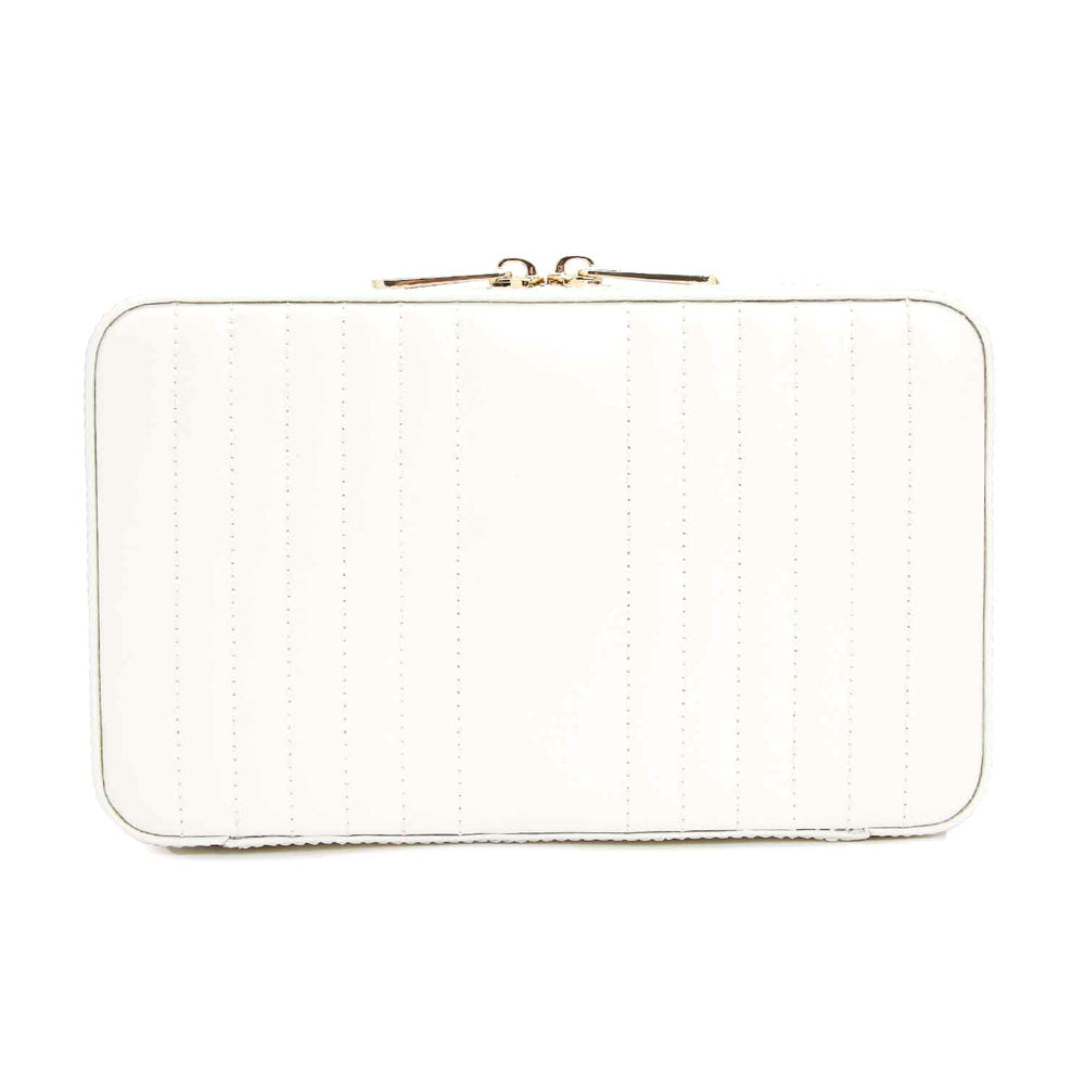WOLF 1834 Maria Medium Zip Case - White Leather Jewelry Travel Case - Image 3