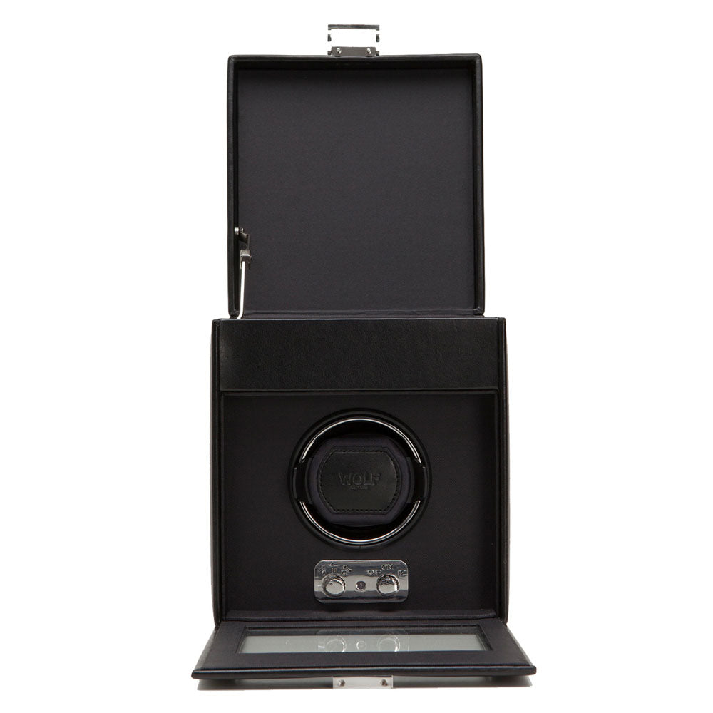 WOLF 1834 Heritage Single Watch Winder with Storage - Black - Image 2