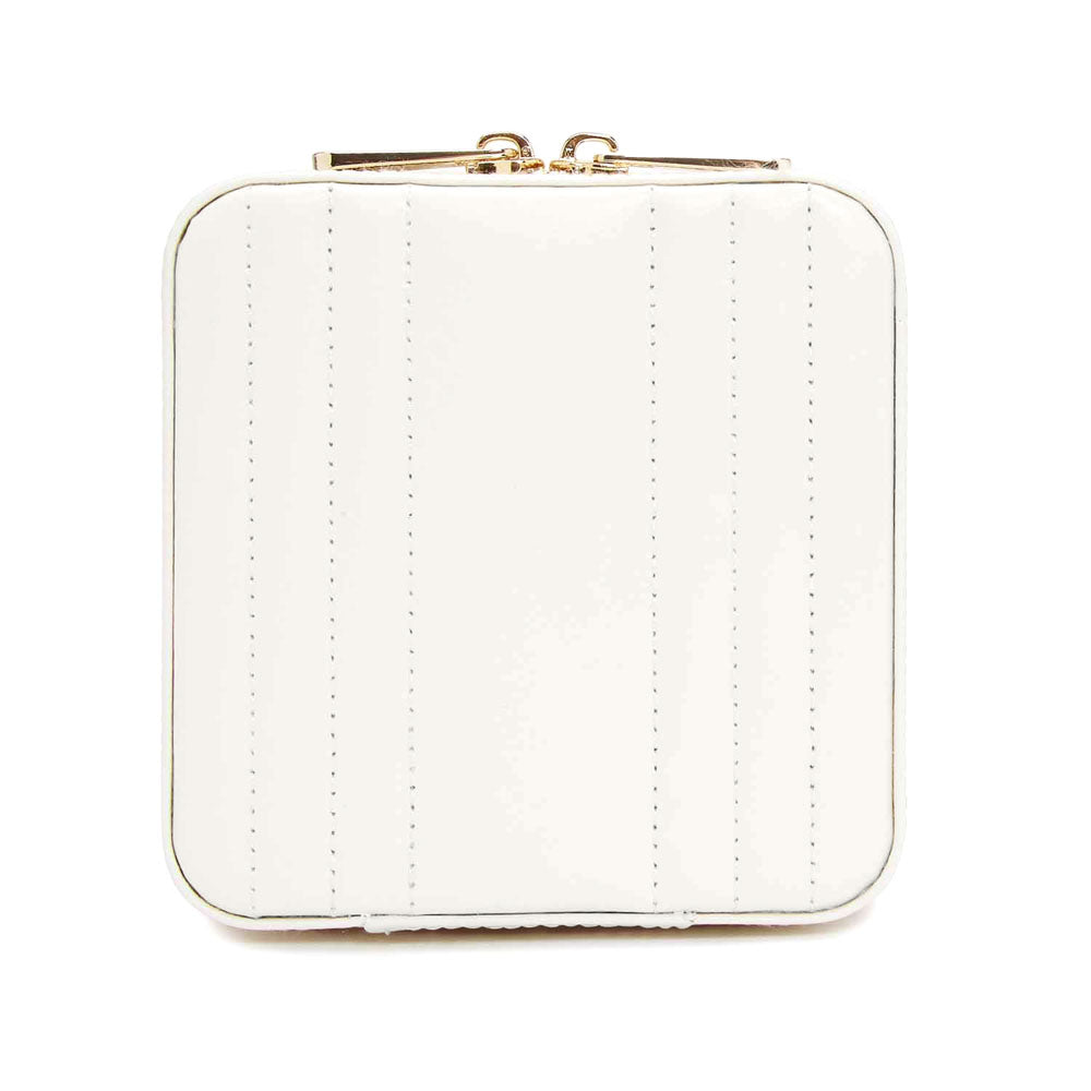 WOLF 1834 Maria Small Zip Case – White Leather Jewelry Travel Case - Image 3
