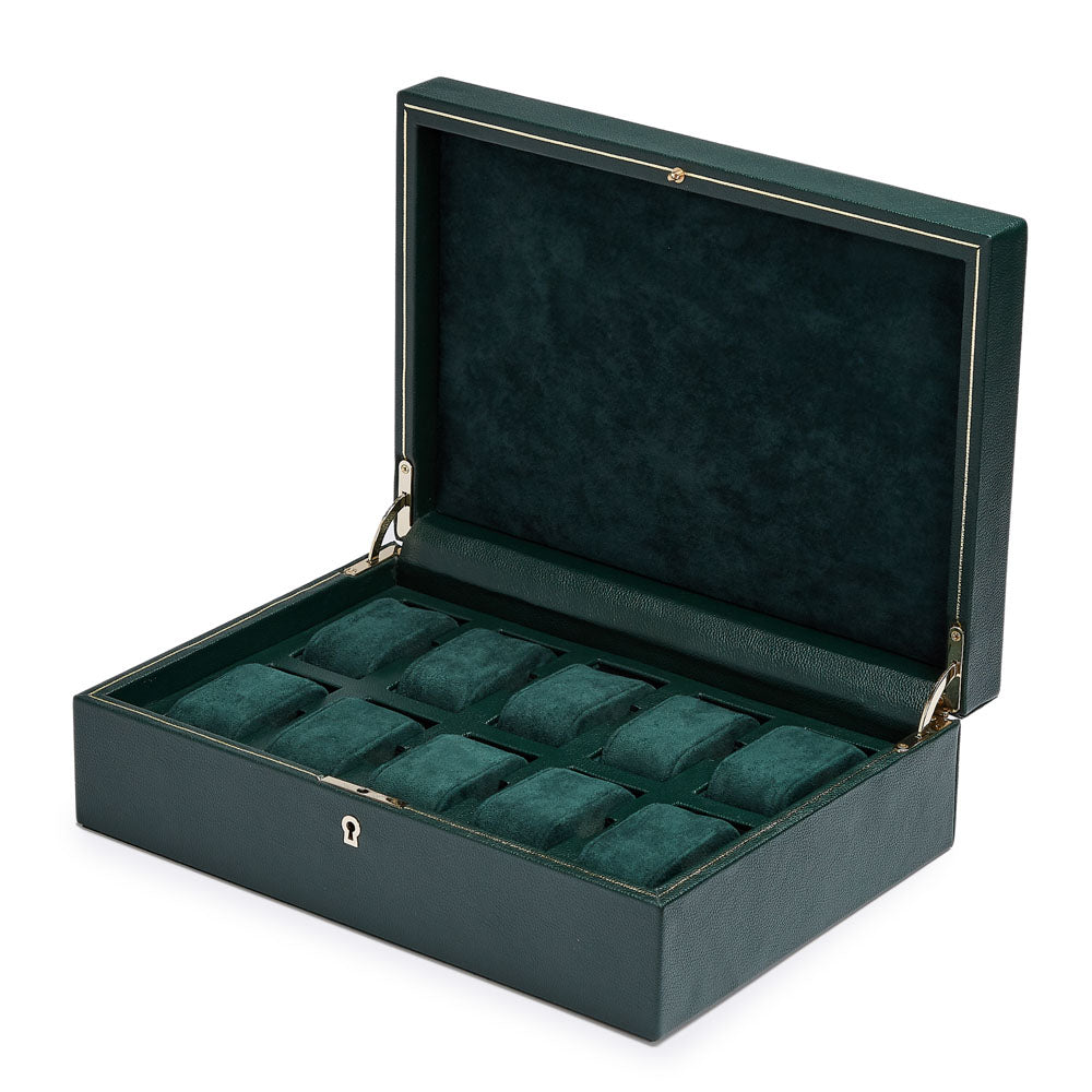 WOLF 1834 British Racing 10-Piece Watch Box - Green Vegan Leather - Image 3