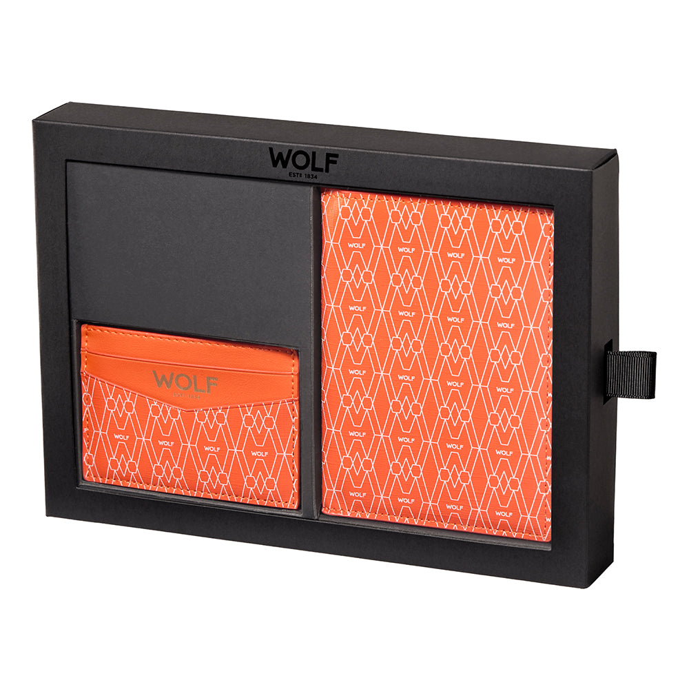 WOLF 1834 Signature Passport & Card Case Gift Set - Orange - Image 1