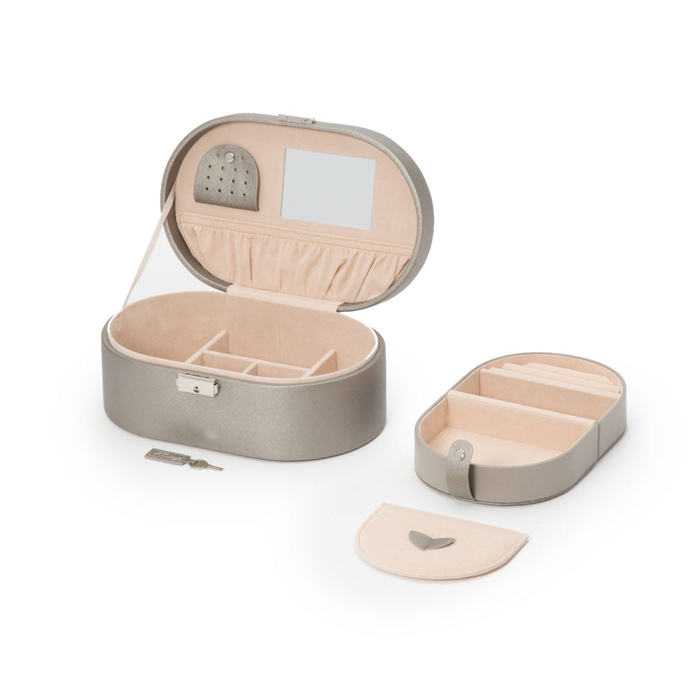 WOLF 1834 Heritage Oval Jewelry Box – Pewter Saffiano - Image 6
