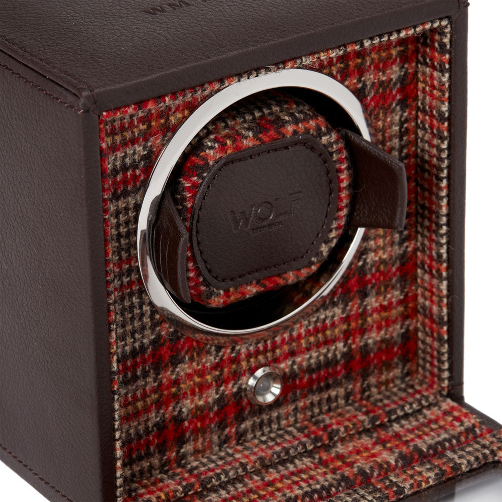 WOLF 1834 WM Brown Single Watch Winder – Brown Vegan Leather with Negroni Tweed - Image 5