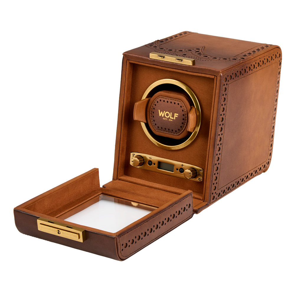 WOLF 1834 Brogue Single Watch Winder – Burnished Brown - Image 4