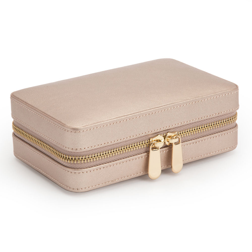WOLF 1834 Palermo Zip Case – Rose Gold Leather Jewelry Travel Case - Image 2
