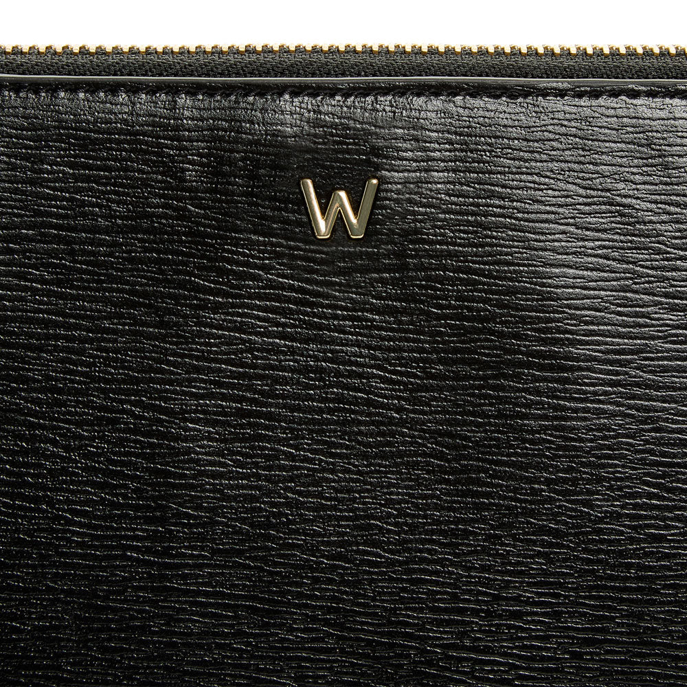 WOLF 1834 W Laptop Sleeve - Black Embossed Leather with RFID Protection (13") - Image 5